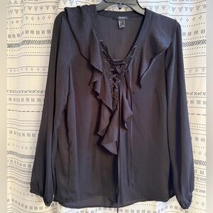 Forever 21 Elegant Black Ruffled Women's Top